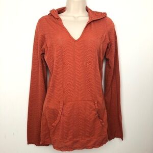 PrAna‎ women’s orange hoodie top size large With pouch size  L